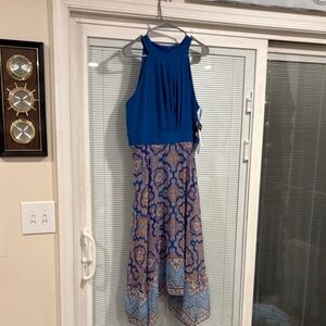 Studio One Blue and Orange Paisley Dress